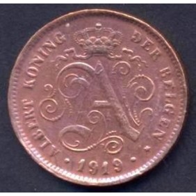 BELGIUM 2 Centimes 1919 Der...