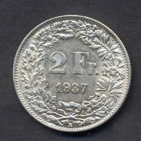 SWITZERLAND 2 Francs 1937