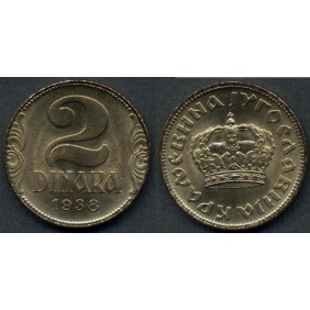 YUGOSLAVIA 2 Dinara 1938...
