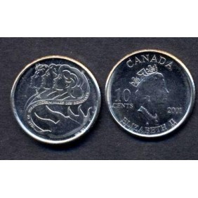 CANADA 10 Cents 2001 Year...