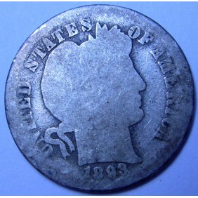 USA Barber Dime 1893