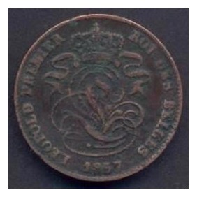 BELGIUM 2 Centimes 1857