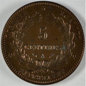 FRANCE 5 Centimes 1893 A