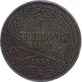 SWEDEN 4 Skilling 1852 rare