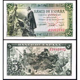SPAIN 5 Pesetas 1945