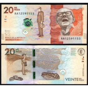 COLOMBIA 20.000 Pesos 2015...