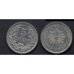 URUGUAY 5 Centesimos 1909