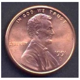 USA 1 Cent 1991 D Lincoln