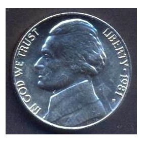 USA 5 Cents 1981 P Jefferson