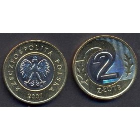 POLAND 2 zlote 2007 Bimetallic