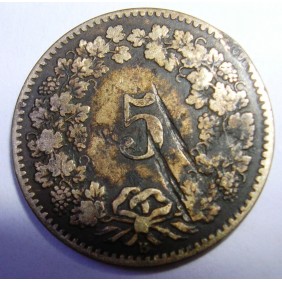 SWITZERLAND 5 Rappen 1872