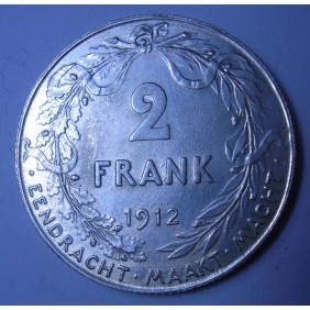 BELGIUM 2 Francs 1912 AG...