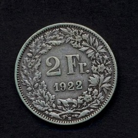 SWITZERLAND 2 Francs 1922 AG