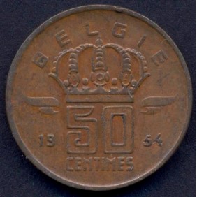 BELGIUM 50 Centimes 1954...