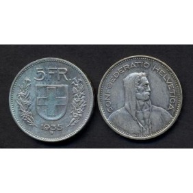 SWITZERLAND 5 Francs 1935 AG