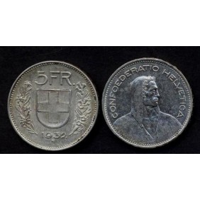 SWITZERLAND 5 Francs 1932 AG
