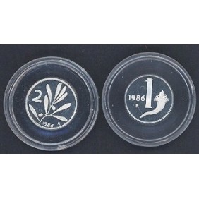 1 Lira + 2 Lire 1986 Proof...