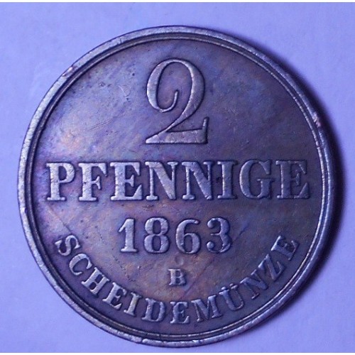 HANNOVER 2 Pfennige 1863 B