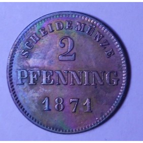 BAVARIA 2 Pfennig 1871