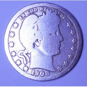 USA Barber Quarter 1908 S AG