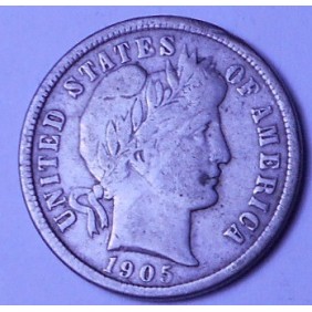 USA Barber Dime 1905s