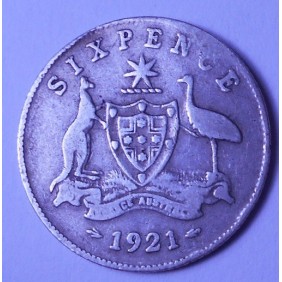AUSTRALIA 6 Pence 1921 AG