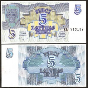 LATVIA 5 Rublis 1992