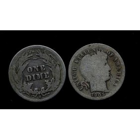 USA Barber Dime 1905s