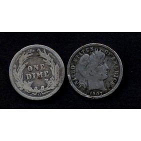 USA Barber Dime 1907o AG