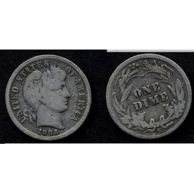 USA Barber Dime 1906s