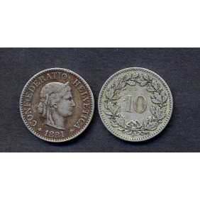 SWITZERLAND 10 Rappen 1881
