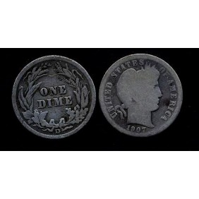 USA Barber Dime 1907d AG