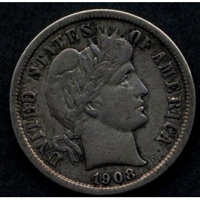 USA Barber Dime 1908