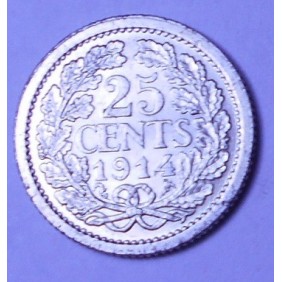 NETHERLANDS 25 Cents 1914 AG
