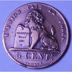 BELGIUM 5 Centimes 1857