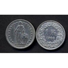 SWITZERLAND 1 Franc 1908 AG