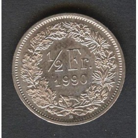 SWITZERLAND 1/2 Franc 1990