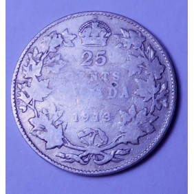 CANADA 25 Cents 1913 AG...