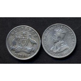 AUSTRALIA 6 Pence 1936 AG