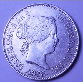 SPAIN 1 Escudo 1868 Isabel...