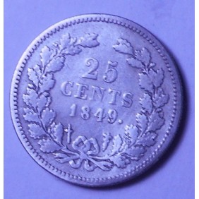 NETHERLANDS 25 Cents 1849 AG