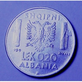 ALBANIA 0,20 Lek 1939 A.M.