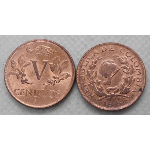 COLOMBIA 5 Centavos 1968