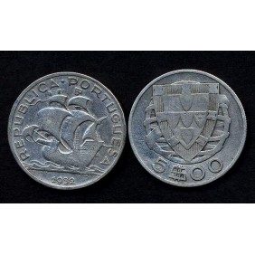 PORTUGAL 5 Escudos 1932 AG