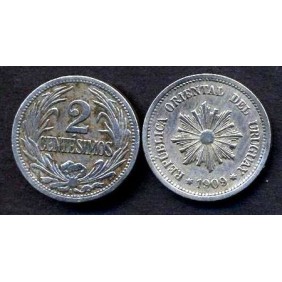 URUGUAY 2 Centesimos 1909