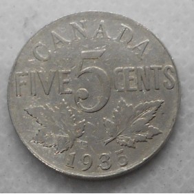 CANADA 5 Cents 1935