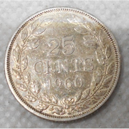 LIBERIA 25 Cents 1960 AG