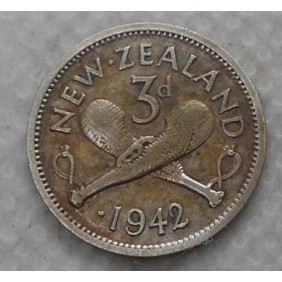 NEW ZEALAND 3 Pence 1942 AG...