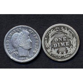 USA Barber Dime 1914d