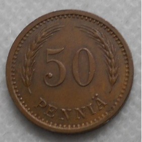 FINLAND 50 Pennia 1940 copper